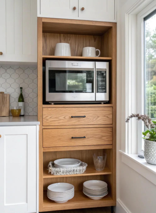 Microwave Station Reset: Create a Cleaner and More Functional Kitchen Zone