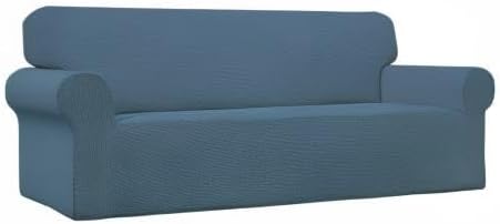 Easy-Going Stretch Oversized Sofa Slipcover 1-Piece Sofa Cover Furniture Protector Couch Soft with Elastic Bottom for Kids, Polyester Spandex Jacquard Fabric Small Checks Bluestone