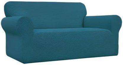 Easy-Going Stretch Loveseat Slipcover 1-Piece Sofa Cover Furniture Protector Couch Soft with Elastic Bottom for Kids Polyester Spandex Jacquard Fabric Small Checks (Loveseat, Peacock Blue)