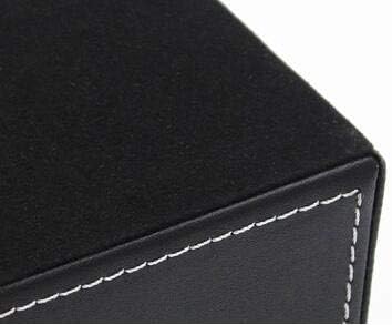 Black PU Leather Square Pens Pot Pencils Holder Cup Desktop Stationery - Image 4
