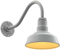 Steel Lighting Co. Hawthorne Barn Light | Outdoor Wall Mounted | 8 inch Dome | 16" Gooseneck | Small Farmhouse Light Made in America | Modern Gray Exterior/Brass Interior