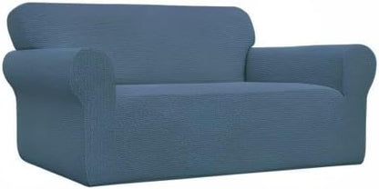 Easy-Going Stretch Loveseat Slipcover 1-Piece Sofa Cover Furniture Protector Couch Soft with Elastic Bottom for Kids Polyester Spandex Jacquard Fabric Small Checks (Loveseat, Bluestone)