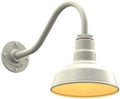 Steel Lighting Co. Hawthorne Barn Light | Outdoor Wall Mounted | 8 inch Dome | 16" Gooseneck | Small Farmhouse Light Made in America | Cream Exterior/Brass Interior