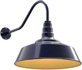 Steel Lighting Co. Large Outdoor Barn Light | Gooseneck Light Fixture | Made in America from 18-Gauge Steel | 20" Dome | 23" Gooseneck Navy Blue Exterior/Brass Interior