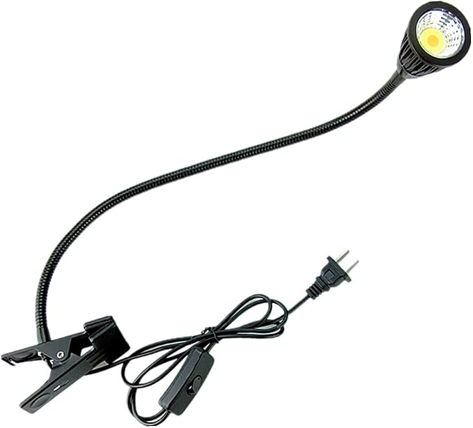 QUANS 5W 3 Colors LED Clip on Tube Flexible Work Desk Table Bed Light Black | by QUANS