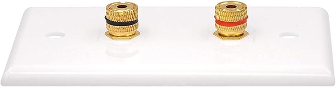VCE UL-Listed Speaker Wall Plate Gold-Plated, 2-Port Keystone Wall Plate with Banana Jack Binding Post Keystone Jack Insert for Speakers, 2 Pack