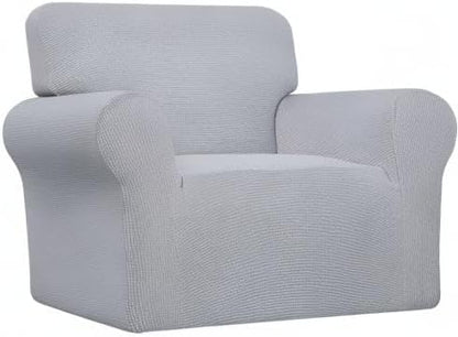 Easy-Going Stretch Oversized Chair Sofa Slipcover 1-Piece Couch Sofa Cover Furniture Protector Soft with Elastic Bottom for Kids Spandex Jacquard Fabric Small Checks Silver Gray