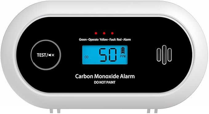 KIMROG 10-Year Battery Carbon Monoxide Detector, Portable Travel CO Detector Alarm for Home, Garage, RV, Camping, LCD Display with Backlight, V-0 Flame-Retardant Housing, Wall Mount or Tabletop