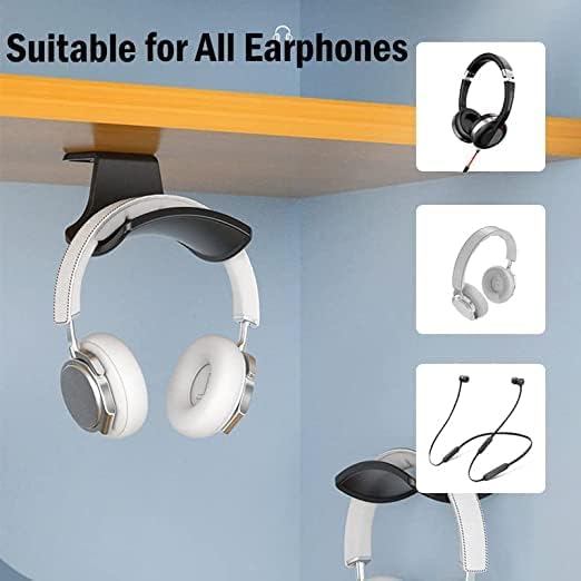 SIROLISA 2-Pack Headphone Stand Hanger Wall Hooks, Save Space Headset Stand Holder for Universal Gaming Headset Airpods Max Sony Bose Beats, Strong Adhesive with Screws, White
