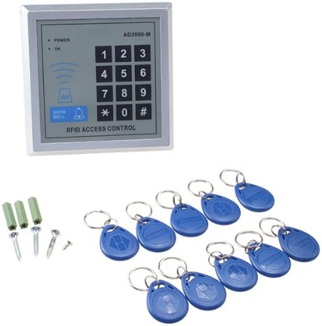 AGPTEK RFID Door Access Control System Kit, Home Security System with 280kg 620LB Electric Magnetic Lock 110-240V AC to 12v DC 3A 36w Power Supply Proximity Door Entry keypad 10 Key Fobs EXIT Button