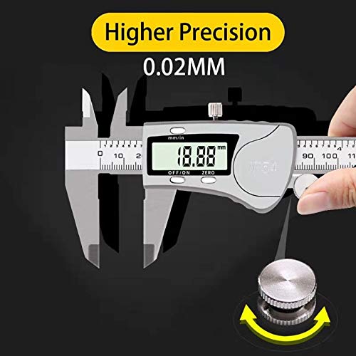 Simhevn Electronic Digital Calipers, inch and Millimeter Conversion,LCD Screen displays 0-6" Caliper Measuring Tool, Automatic Shutdown, Suitable for DIY/Jewelry Measurement (200mm Stainless Steel)