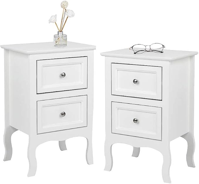Bonnlo White Nightstand Set of 2, Nightstands by Bonnlo