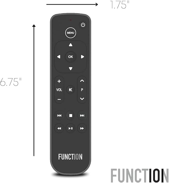 Function101 Bluetooth Replacement Button Remote for Apple TV + Electronics Screen Cleaner and 12" x 12" Cloth | BLE and Infrared Connectivity | 2 AAA Batteries Included