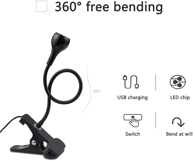 LED Desk Lamp Clip On Light, 360°Flexible Gooseneck and Clamp Reading Light | - Image 5