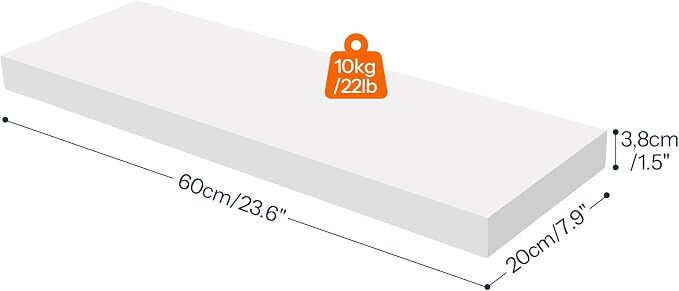HOOBRO Floating Shelves for Wall, Wall Mounted Shelf Set of 2, 23.6" Hanging - Image 3