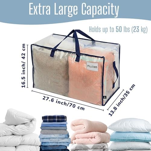 VENO 8 Pack Clear Extra Large Moving Bags & Storage Totes, Heavy Duty Organizer - Image 4