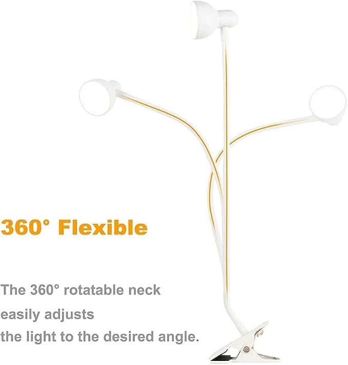 Clip on Lamp USB Reading Light, 3 Color Modes, 360° Flexible Desk Lamp - Image 8