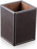 Black PU Leather Square Pens Pot Pencils Holder Cup Desktop Stationery by BargainCrusader