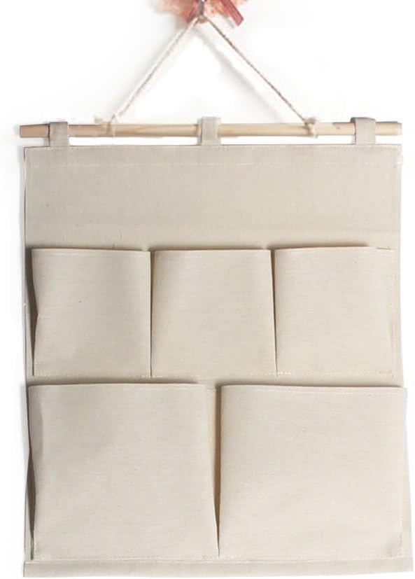 Co-link Linen/Cotton Fabric 5 Pockets Wall Door Closet Hanging Storage Bag - Image 3