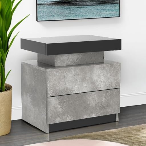Gray Modern LED Nightstand Set of 2 - Image 6