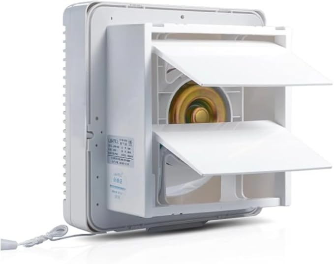 SAILFLO 6 Inch Small Window Shutter Exhaust Fan, 7.7 x 7.7 Inch Cutout, 145CFM 25W Wall-Mounted Ventilation Fan Air Extractor for Bathroom Home Bedroom Attic, φ6 Inch Impeller