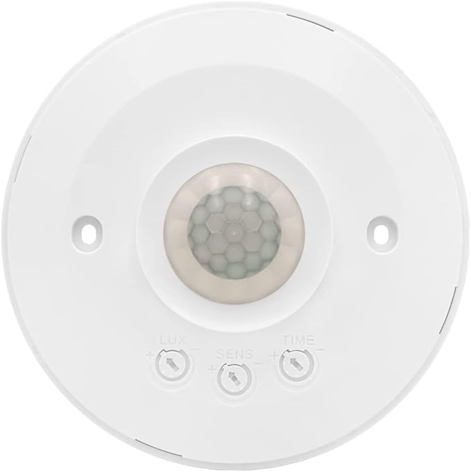 Maxxima Ceiling Mount 360 Degree PIR Occupancy Sensor - Hard-Wired Motion Sensor, 120V LED Compatible, Automatic Sensing Solution for Indoor Use at Max Height 10ft, Ideal for Closets and Pantries