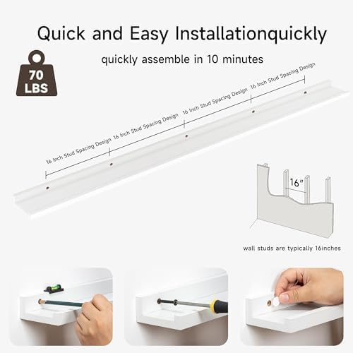 Floating Picture Ledge Shelves for Wall Set of 2, 84 Inches Picture Ledge Shelf - Image 4