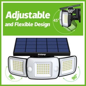 intelamp Solar Flood Lights Outdoor Waterproof, 6000mAh 1200LM Solar Powered Dual Motion Sensor LED Lighting Dusk to Dawn Security Floodlight Exterior with Remote for Outside Garden House Patio