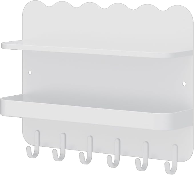White Floating Bedside Shelf, Adhesive & Drill Mount | Metal floating shelf - Image 9