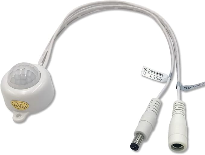 DC 6V 12V-24V 5A PIR Motion Activated Body Sensor Switch with DC Cable for LED Strip Light ((Roundness(with Light Sensor), White)