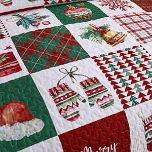 Mybedsoul Christmas Quilt Set Queen Size 3 Pieces Christmas Patchwork Snowflake - Image 9