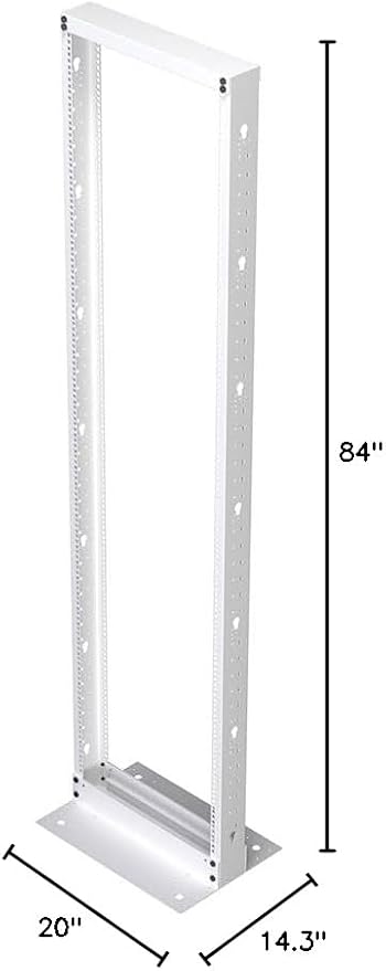 NavePoint 45U 2 Post Rack Open Frame Server Rack for 19 Inch Equipment, AV, Networking, Data & IT Devices, 2-Post Rack 45U 881lbs Weight Capacity, White