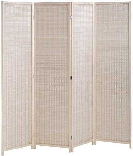 FDW 4-Panel Folding Room Divider | 6ft, Natural | Light & Portable | Bamboo - Image 2