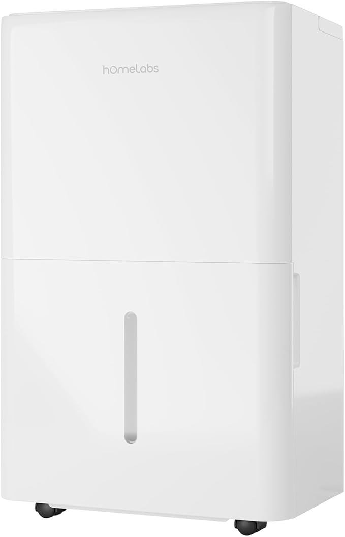 hOmeLabs Dehumidifier - Advanced Humidity & Moisture Control, Quiet, Efficient, Auto Shut-off, Ideal for Home, Basement, Office - 4,500 Sq Ft Wi-Fi (32 Pint MAX 80 Pint at 95°F, 90% RH)