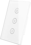 MOES WiFi Smart Wall Touch Light Switch Glass Panel Wireless Remote Control by Mobile APP Anywhere Compatible with Alexa,Timing Function No Hub Required (Wall Switch 3 Gang)