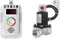 CYBIN Natural Gas Leak Detector for Home, Battery Operated Propane Gas Detector with Solenoid Valve 1/2 inch, Automatic Gas Detector for LPG Methane Propane Butane in Kitchen and RV
