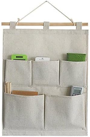 Co-link Linen/Cotton Fabric 5 Pockets Wall Door Closet Hanging Storage Bag - Image 2