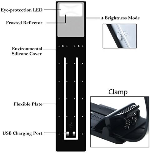 Book Light, LED Reading Lamp USB Rechargeable Flexible Night Light 4 Level - Image 3