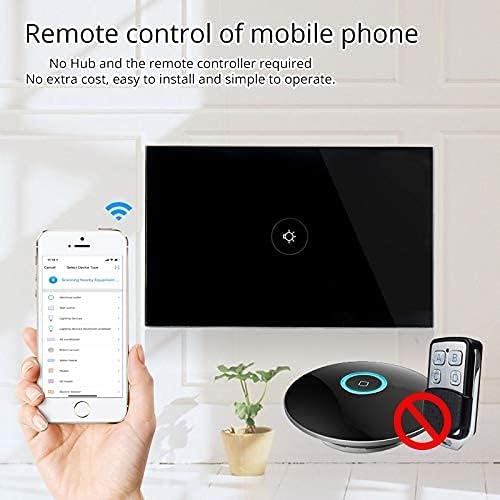 WiFi Smart Wall Touch Light Switch Glass Panel Wireless Remote Control by Mobile APP Anywhere Compatible with Alexa,Timing Function No Hub Required (Wall Switch 1 Gang)