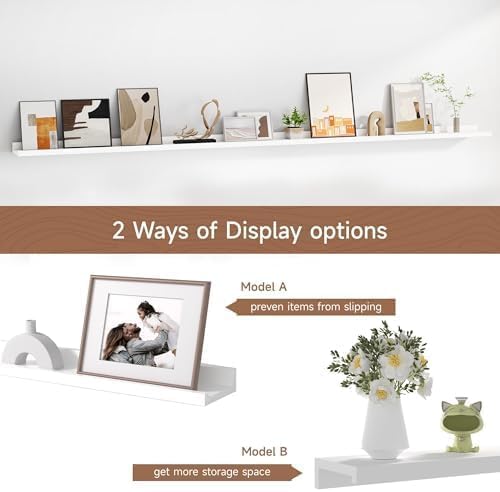 Floating Picture Ledge Shelves for Wall Set of 2, 84 Inches Picture Ledge Shelf - Image 6