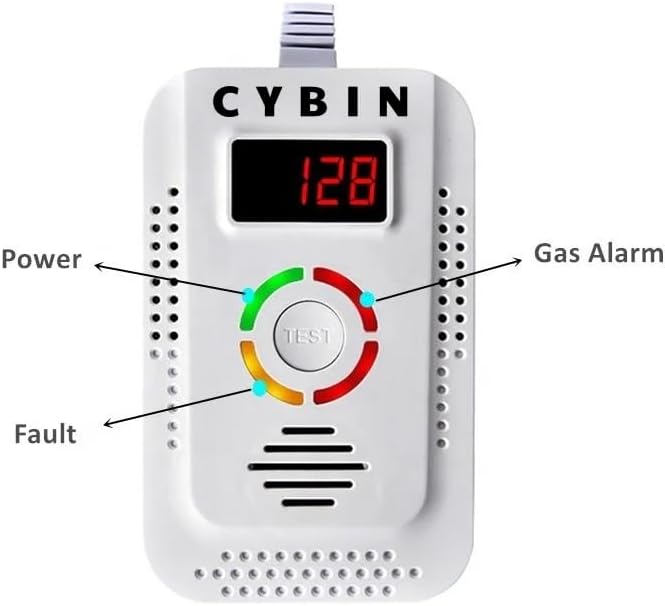 CYBIN Natural Gas Leak Detector for Home, Battery Operated Propane Gas Detector with Solenoid Valve 1/2 inch, Automatic Gas Detector for LPG Methane Propane Butane in Kitchen and RV