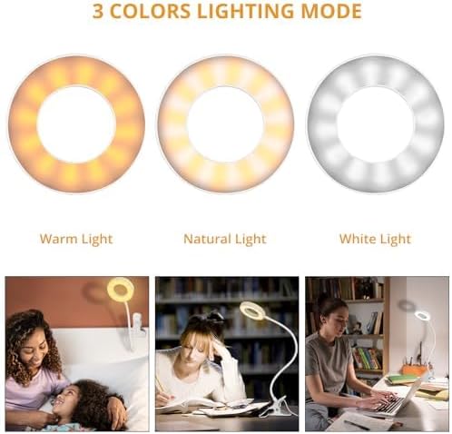 Woputne Desk Lamp Clip on Desk Reading Lights - Image 2