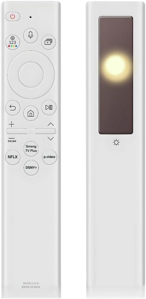 BN59-01391A Samsung TV Remote Control Replacement for Smart TV - Easy Setup, Universal Bluetooth/IR Voice Remote, Solarcell - Works with Samsung QLED, Frame, Crystal UHD, 4K, & LED Smart TVs, White