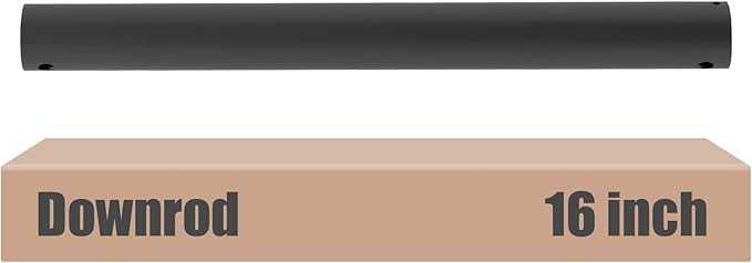 DPXMYG 16 inch Ceiling Fan Downrod with Extension Cord, Black Downrod for Ceiling Fan, 1 inch Outside Diameter, Ceiling Fan Boom Suitable for a Wide Range of Fans (Black, Not Threaded)