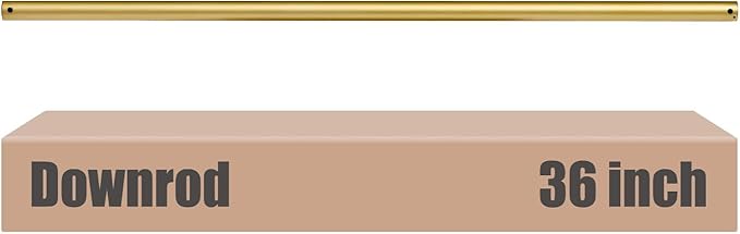 DPXMYG 36 inch Ceiling Fan Downrod with Extension Cord, 3 FT Gold Downrod for Ceiling Fan, 1 inch Outside Diameter, Boom Suitable for a Wide Range of Fans (Gold, Not Threaded)