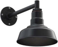 Steel Lighting Co. Hawthorne Barn Light | Outdoor Wall Mounted | 8 inch Dome | 11 inch Straight Arm| Small Farmhouse Light Made in America | Matte Black Exterior/Matte Black Interior