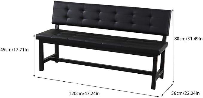 Bench for Bedroom End of Bed Bedside Stool upholstered Sofa backrest Leather - Image 3