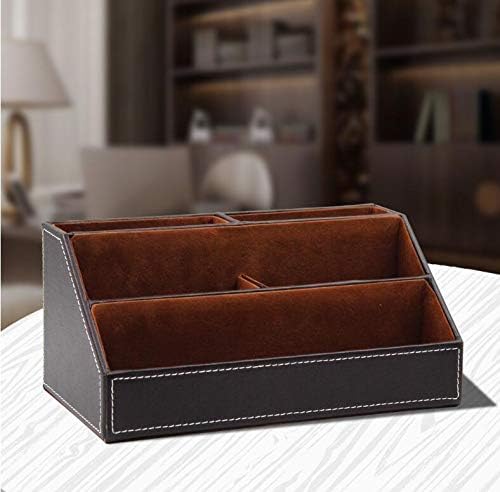 Brown PU Leather Remote Controller Holder TV Guide CD DVD Controller Organizer - Image 6
