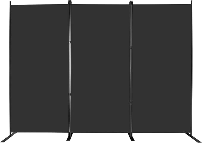 MAYOLIAH 3-Panel Black Room Divider 6ft Tall Folding Privacy Screen | w/ by MayoliahHome