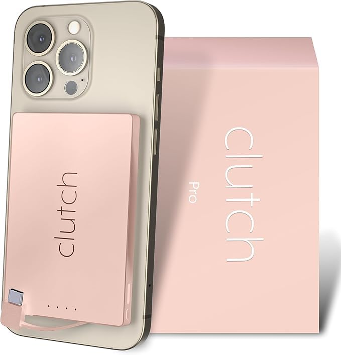 Clutch - Pro USB-C Portable Charger - Compatible with iPhone 15, 16, 17 & Android Devices - Power Bank Magnetic Battery - TSA Travel Approved - USB Rechargeable - Built-in Cable - 5000 mAh - 3.7oz